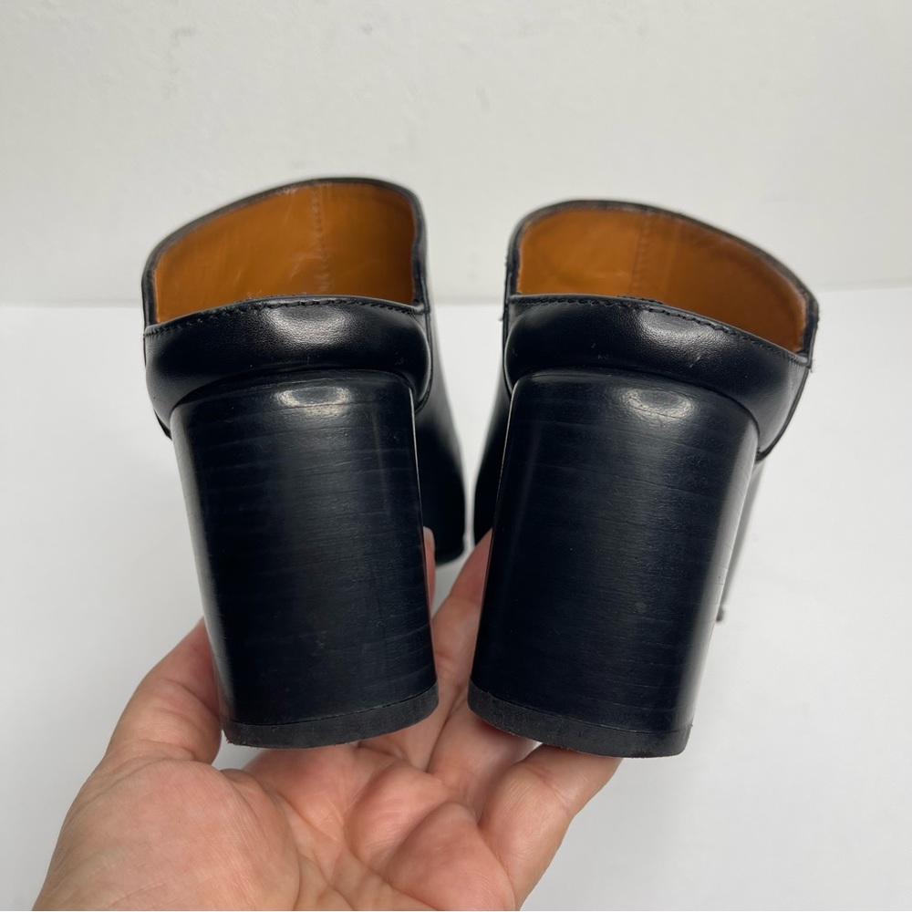 Aquatalia Elisabetta Black Slip-On Leather Block Heel Mule Booties Size 8.5 - Picture 14 of 14